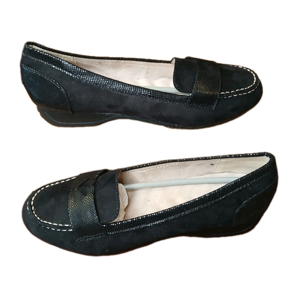 Womens Black Suede Sherpa Slip On Loafers Driving Shoes Size 8 NEW #1171 - Picture 1 of 11